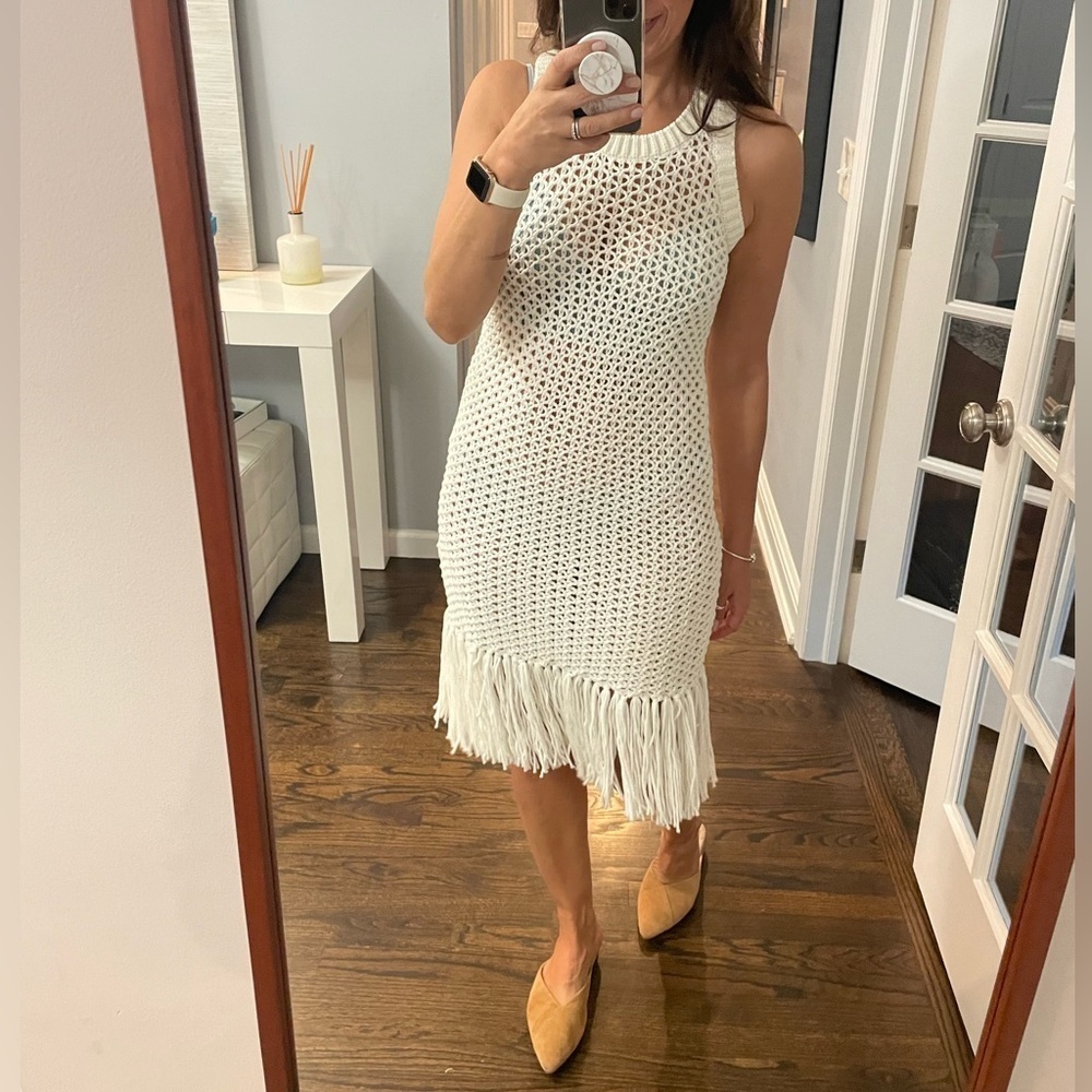 Michael Kors Fringe Trim Knit Dress